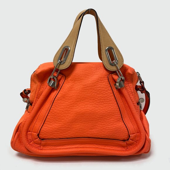 Chloe Paraty Orange Fizz Leather Satchel Bag - Picture 9 of 9